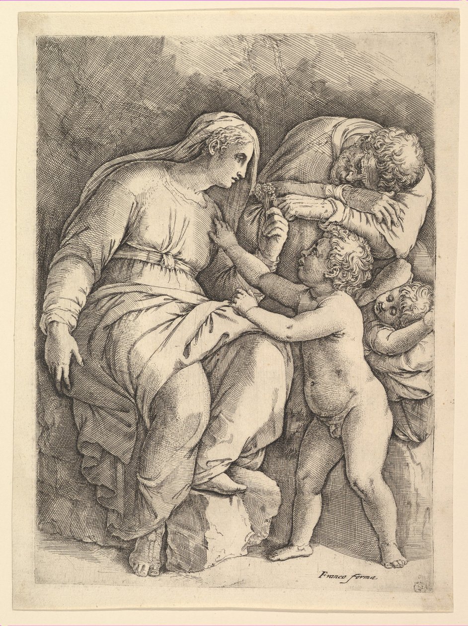 Die Heilige Familie von Battista Franco Veneziano