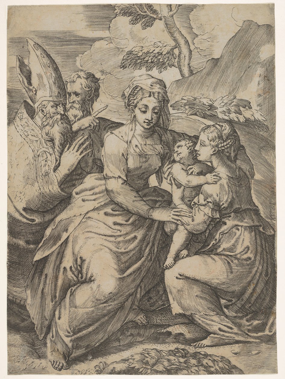 Madonna mit Kind und Heiligen nach Parmigianino von Battista del Moro