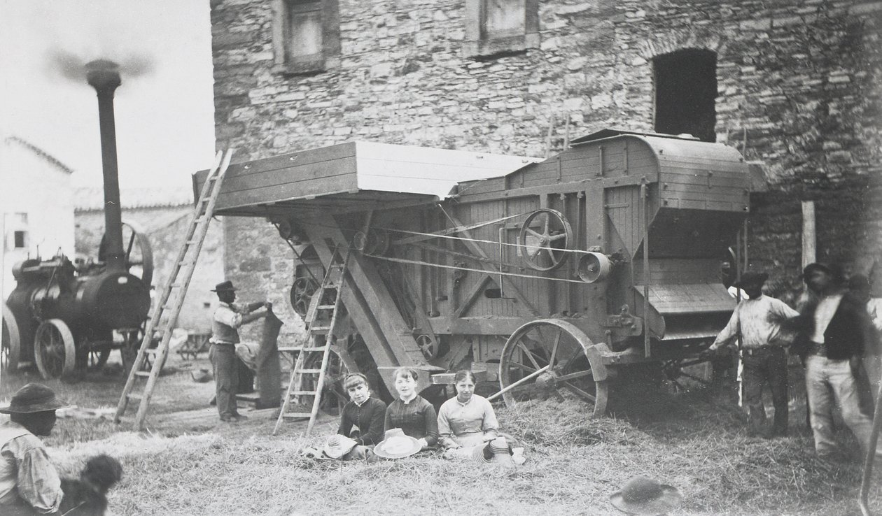 Dampfdreschmaschine, Mons, 1883 von Belgian Photographer