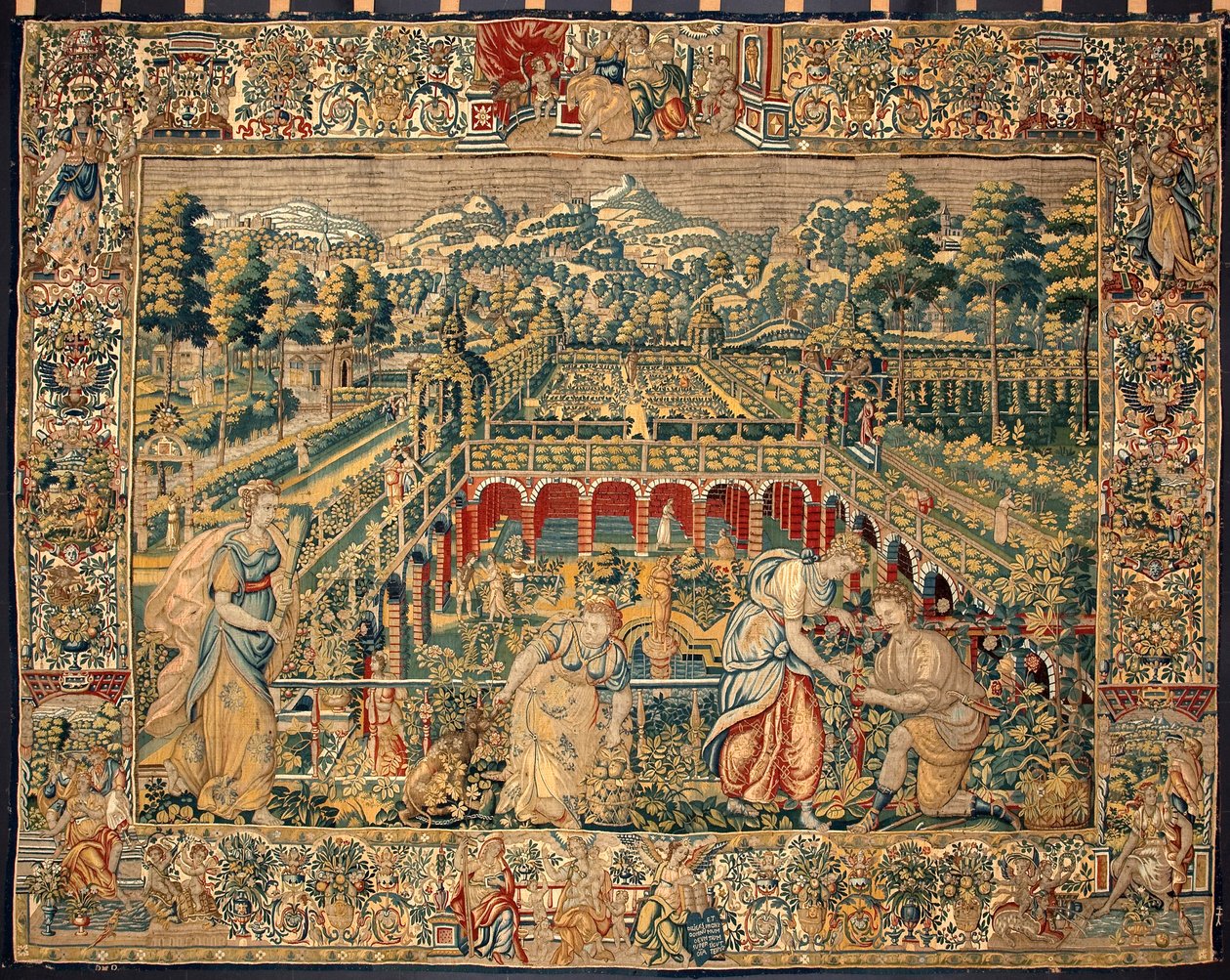 Obsternte-Szene. Wandteppich aus den Manufakturen von Brüssel. 16. Jahrhundert Genua, Musei di Strada Nuova von Belgian School