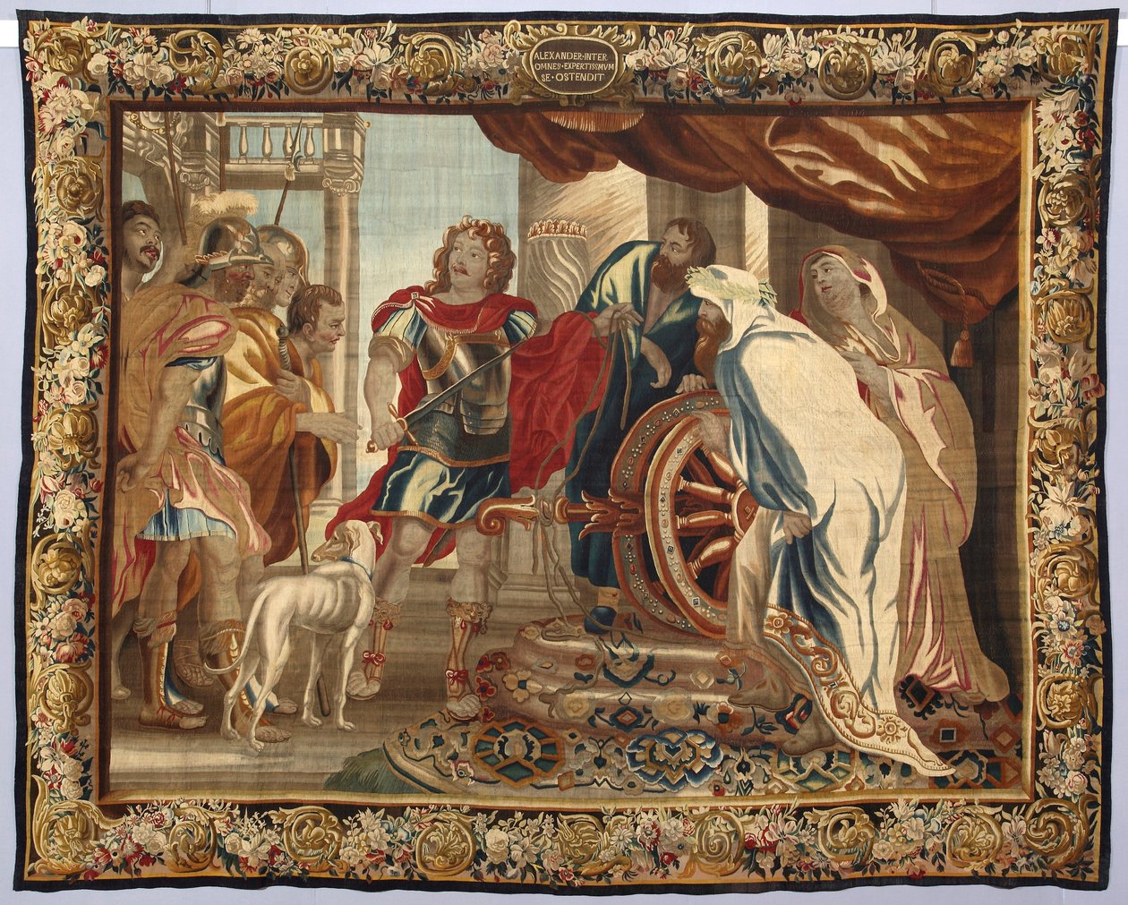 König Alexander der Große durchtrennt den Gordischen Knoten. Wandteppich hergestellt in den Manufakturen von Brüssel. 16. Jahrhundert Genua, Musei di Strada Nuova von Belgian School
