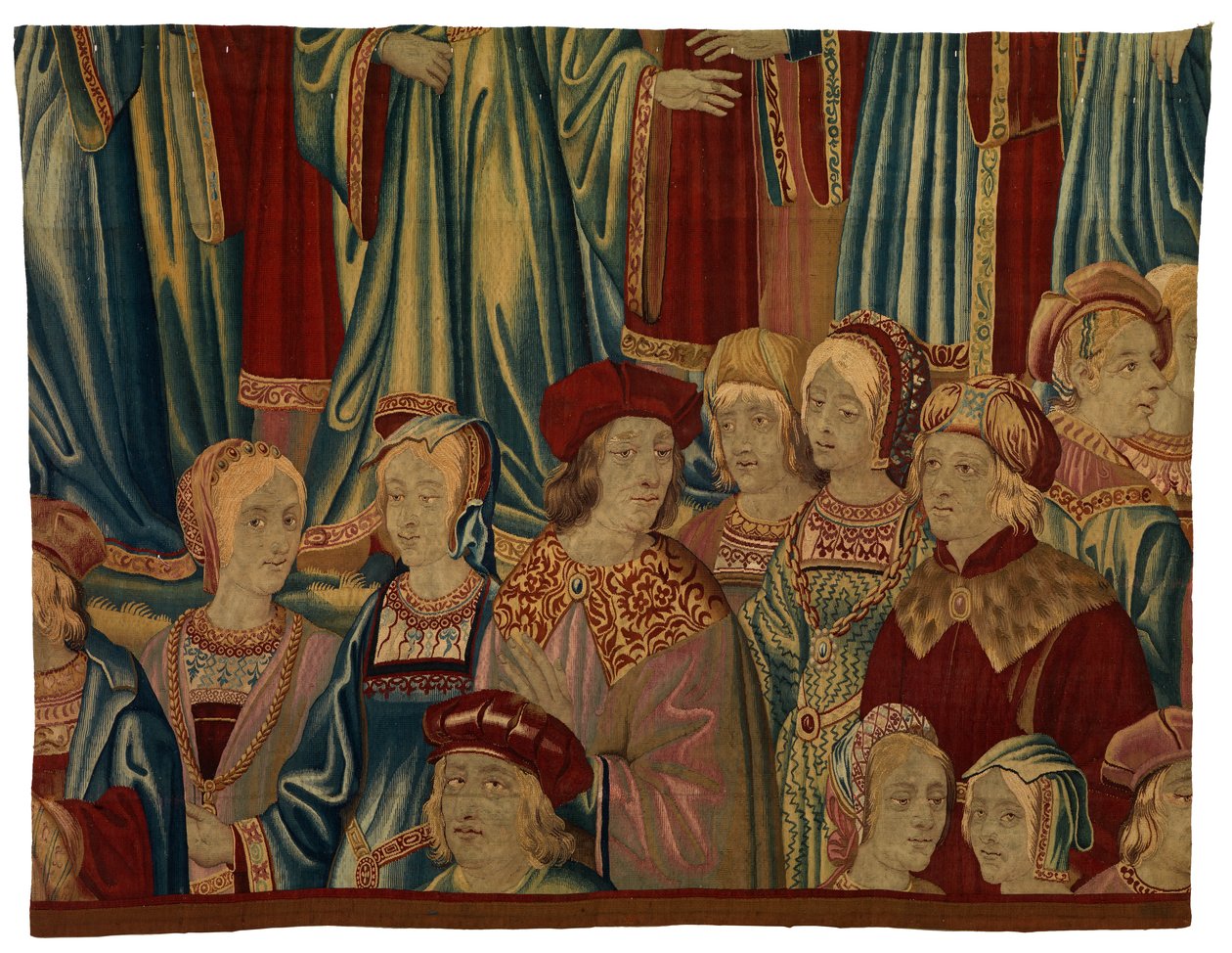 Wandteppichfragment, Comtiers, hergestellt in Brüssel, Belgien, ca. 1520 (Wolle & Seide) von Belgian School