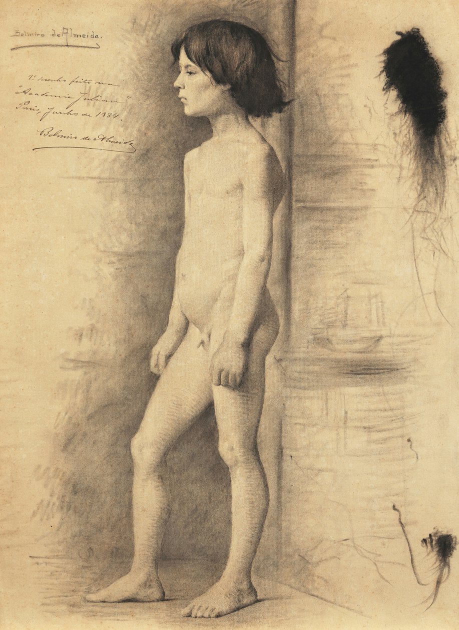 Aktstudie eines Jungen im Profil von Belmiro de Almeida