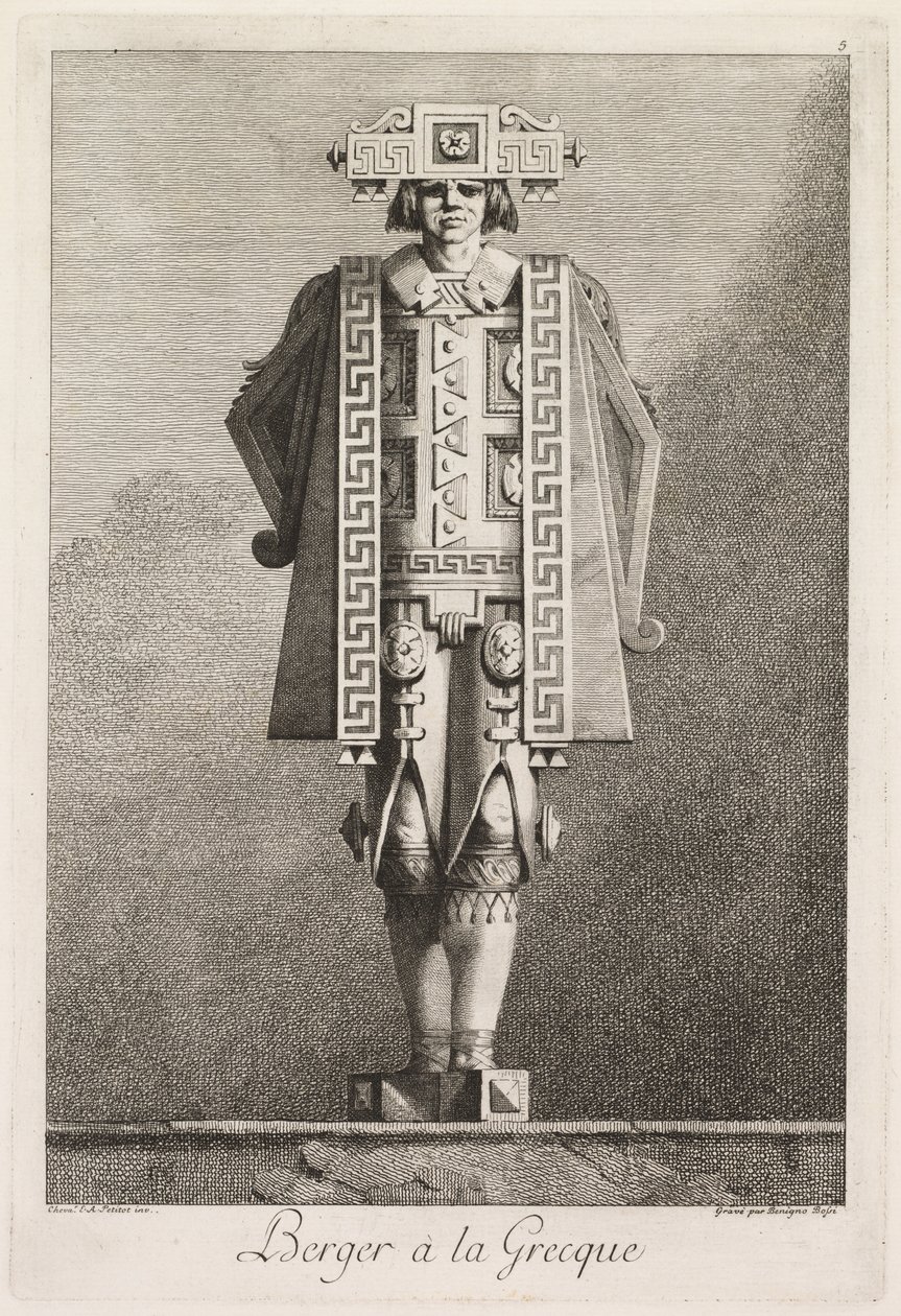 Maskerade à la Grecque: Schäfer à la Grecque (Tafel 5) von Benigno Bossi