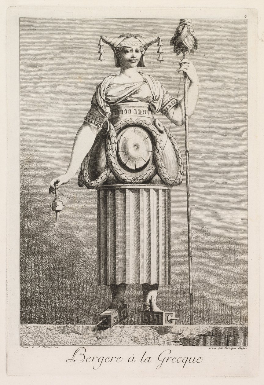 Maskerade à la Grecque: Schäferin à la Grecque (Tafel 4) von Benigno Bossi
