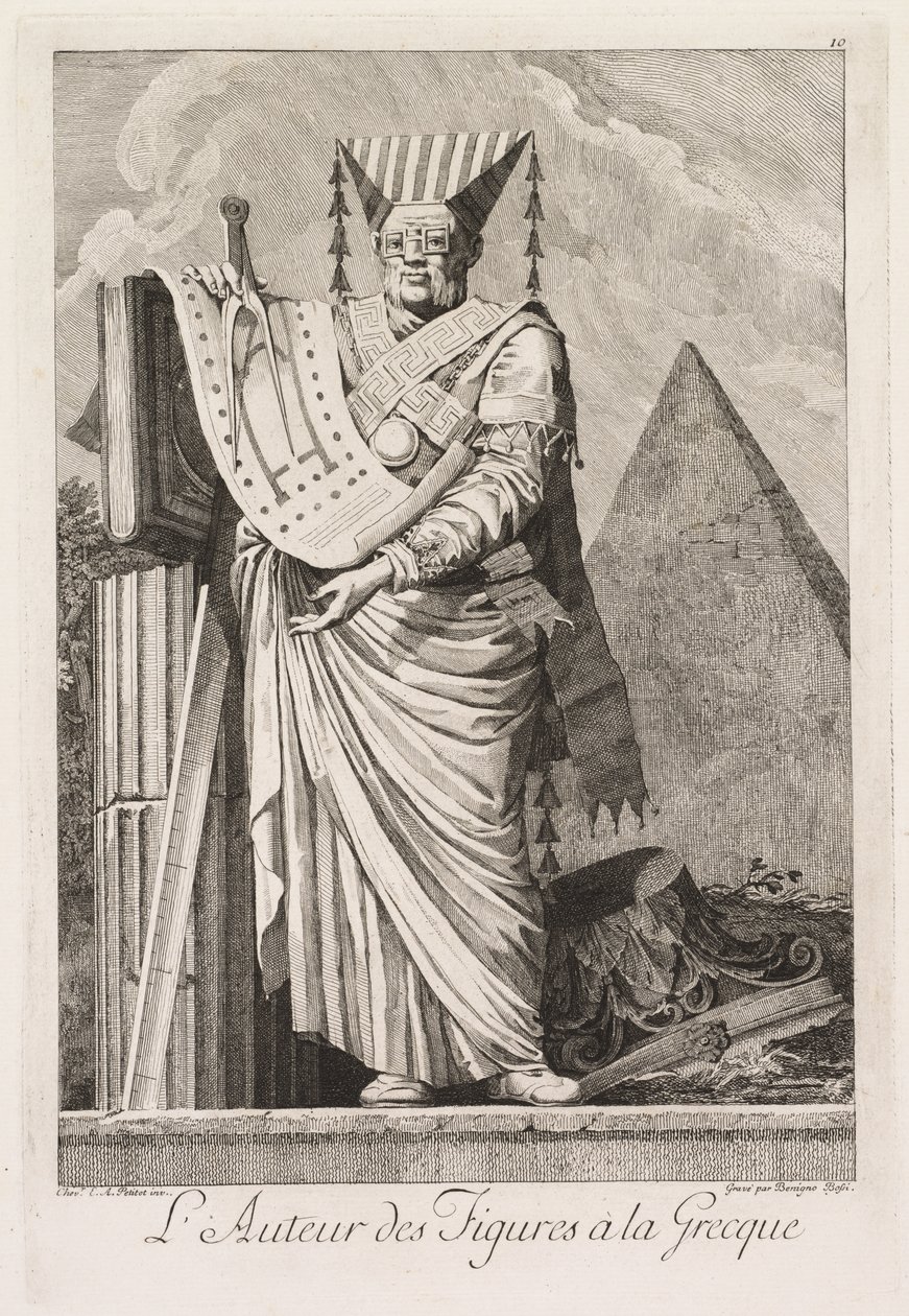 Maskerade à la Grecque: Der Autor der Figuren à la Grecque (Tafel 10) von Benigno Bossi
