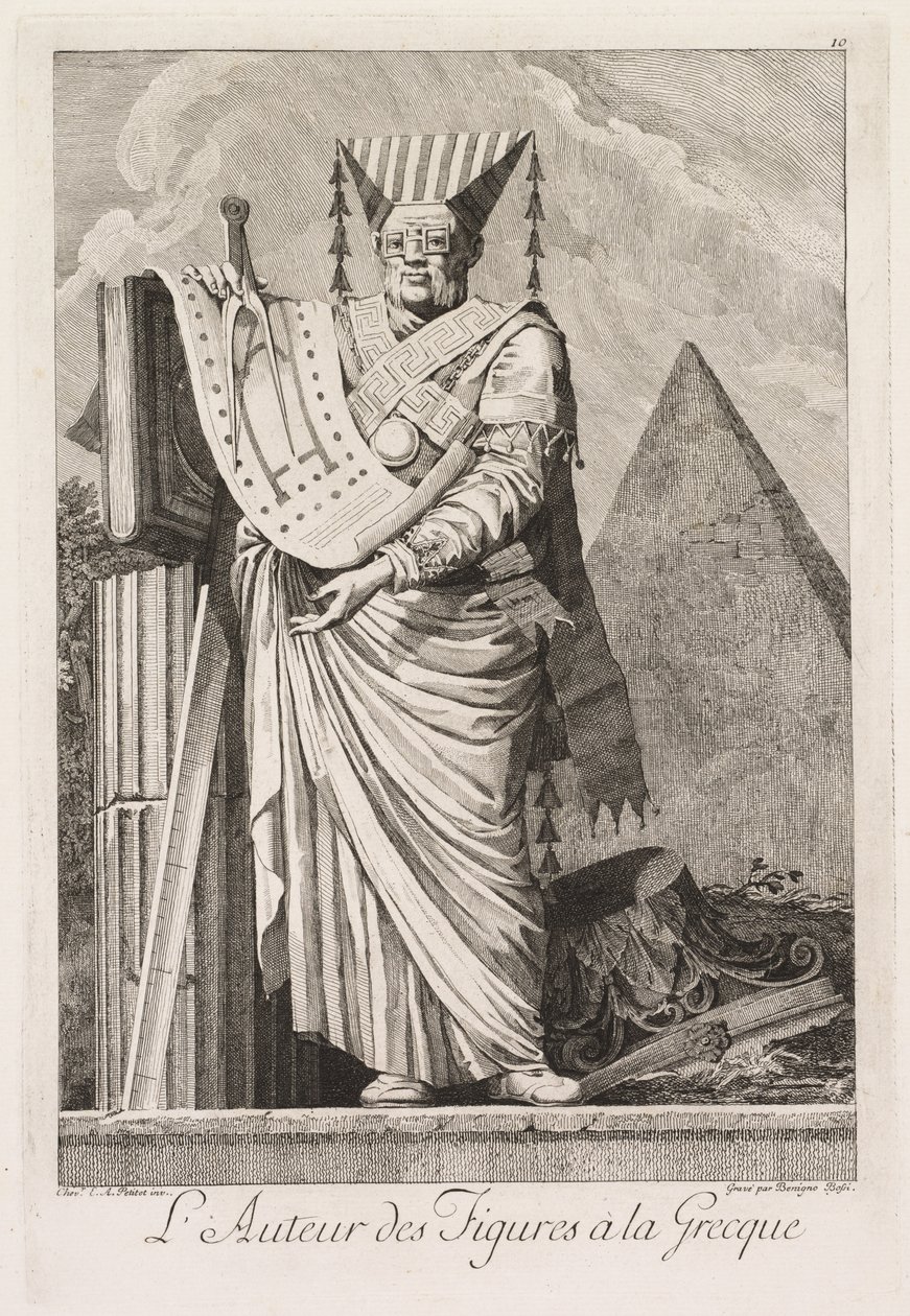 Mascarade à la Grecque: Der Autor der Figuren à la Grecque, Platte 10, 1771 von Benigno Bossi
