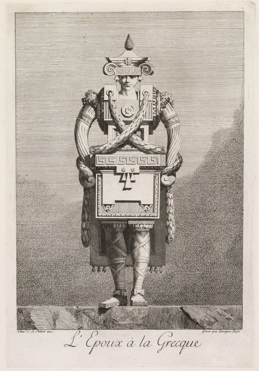 Maskerade à la Grecque: Der Bräutigam à la Grecque (Tafel 7) von Benigno Bossi