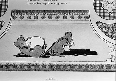 Die zwei Ratten, Füchse und Ei (Gravur, 20. Jahrhundert) von Benjamin (after) Rabier