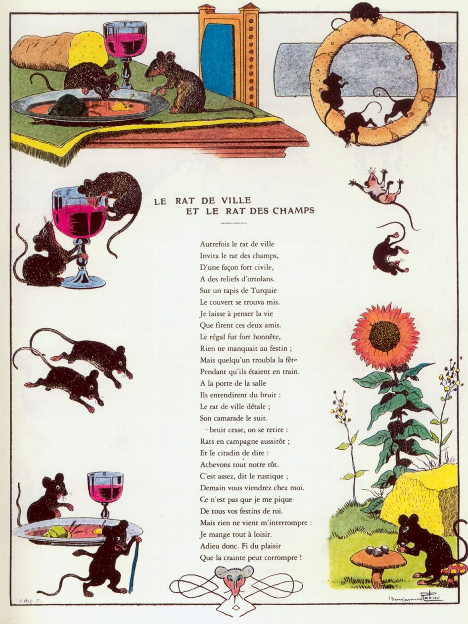 Die Stadtmaus Und Die Landmaus Fabel Inhaltsangabe Die Stadtmaus und die Landmaus, Illustration aus 'Fabeln' von Jean de