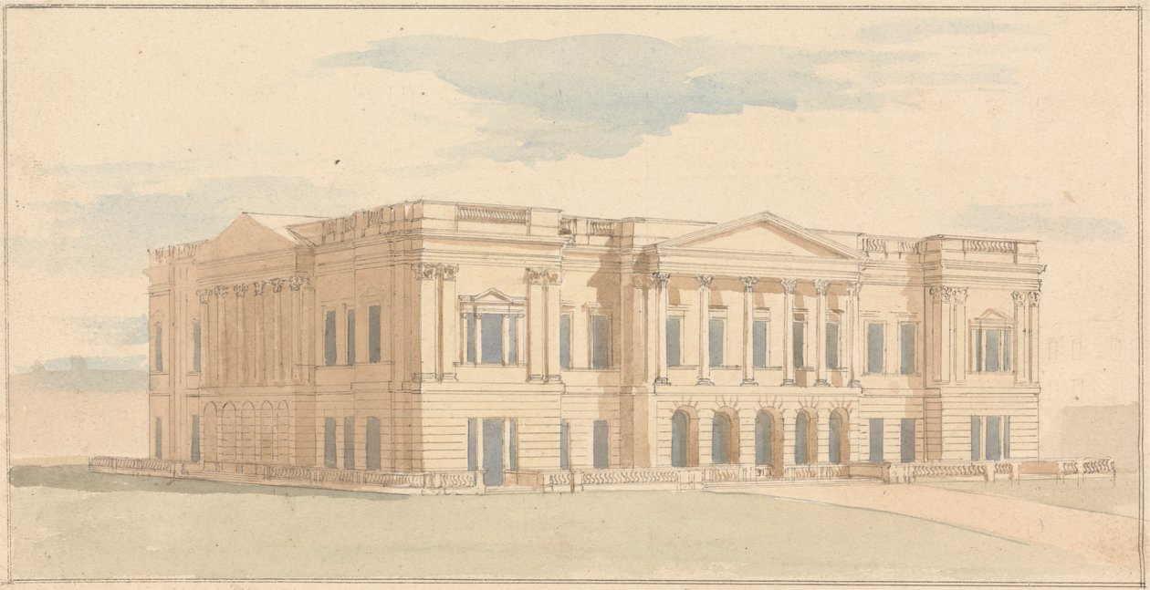 York House, London: Perspektivische Ansicht der Westfront von Benjamin Dean Wyatt