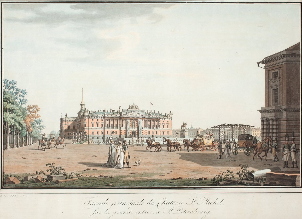 Ansicht des Michael-Palastes und des Connetable-Platzes in St. Petersburg, 1800 von Benjamin Paterssen