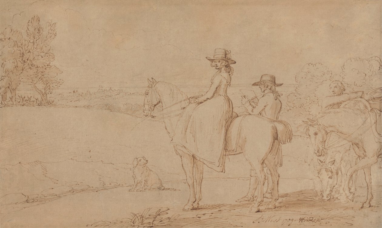 Ein Künstler skizziert im Windsor Park von Benjamin West
