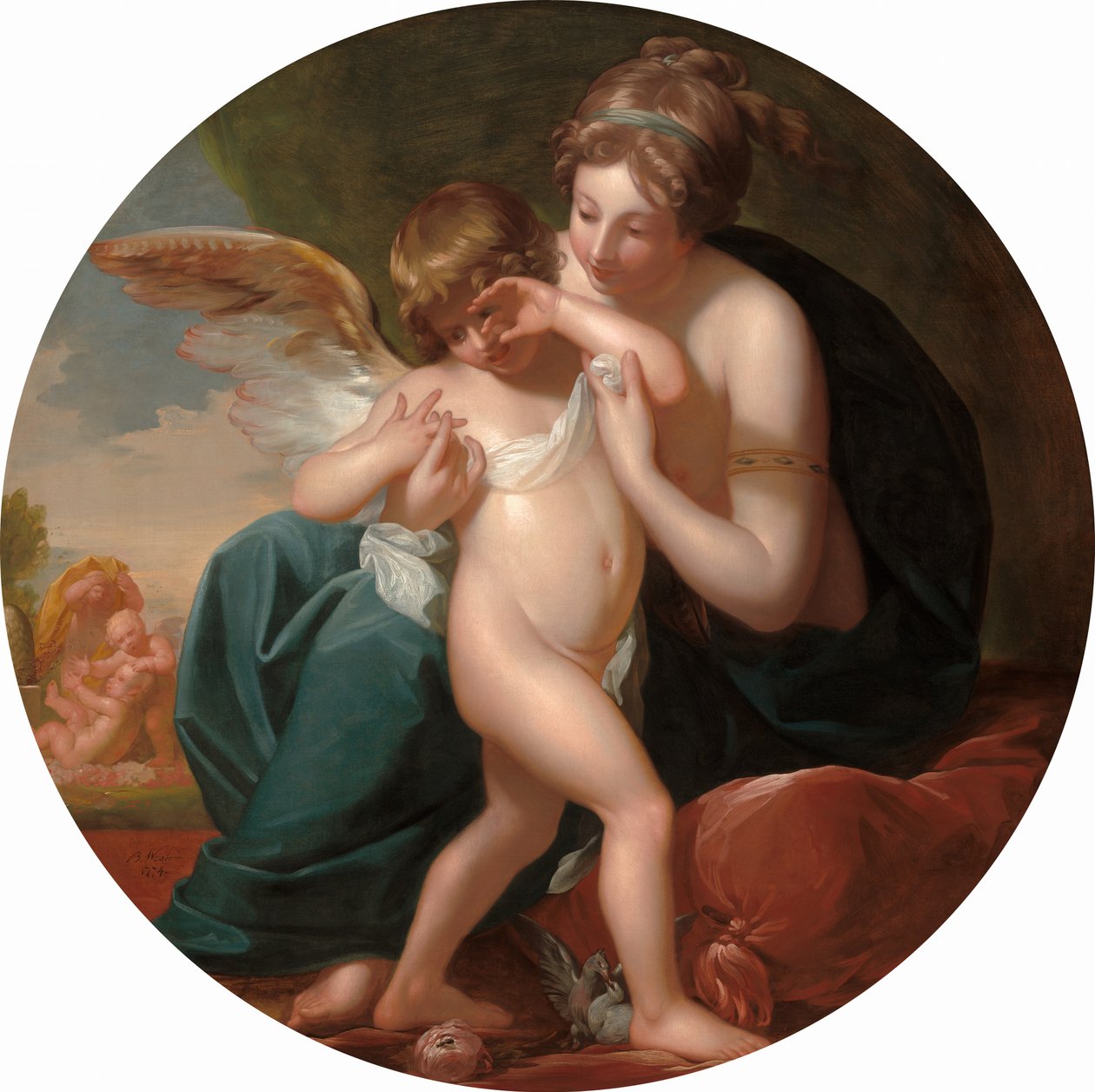 Amor, von einer Biene gestochen, wird von seiner Mutter gepflegt, 1774 von Benjamin West