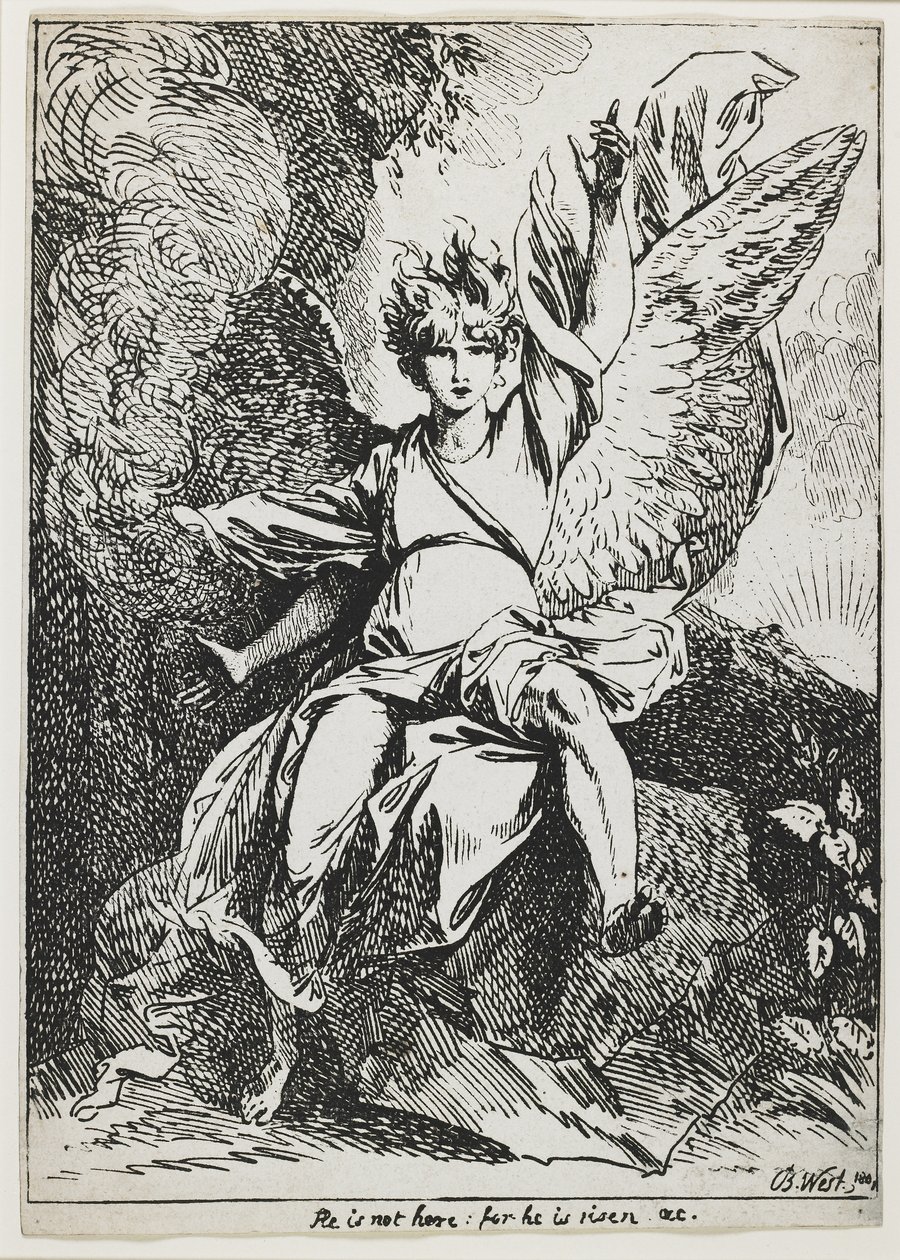 Der Engel der Auferstehung, aus "Specimens of Polyautography" von Benjamin West