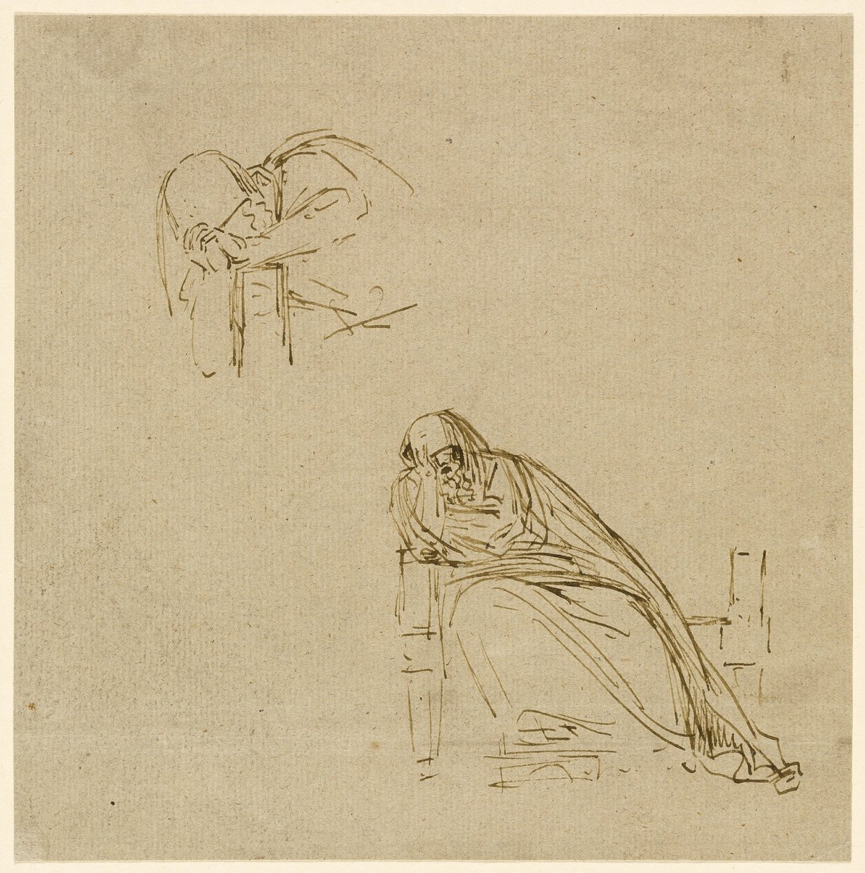 Zwei Skizzen einer weinenden Frau von Benjamin West