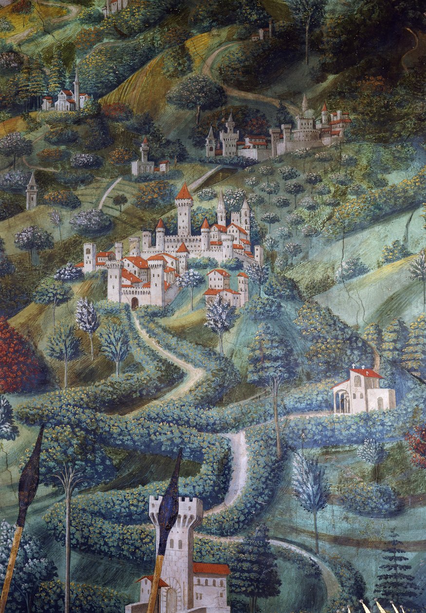 Burgen (Detail) von Benozzo di Lese di Sandro Gozzoli