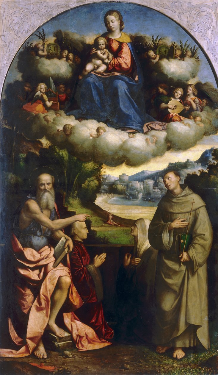 Madonna der Wolken mit Heiligen, von Garofalo, in der Pinacoteca Nazionale in Ferrara von Benvenuto Tisi da Garofalo