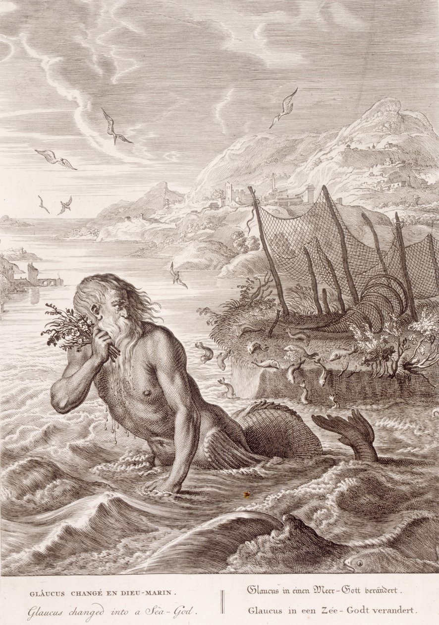 Glaucus wird in einen Meeresgott verwandelt, 1731 von Bernard Picart