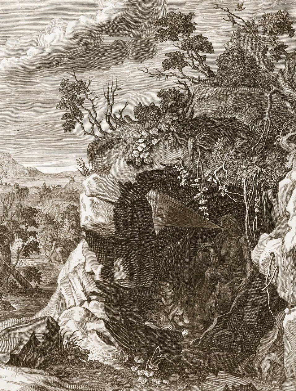 Die Nymphe Echo verwandelt sich in Klang, 1731 von Bernard Picart