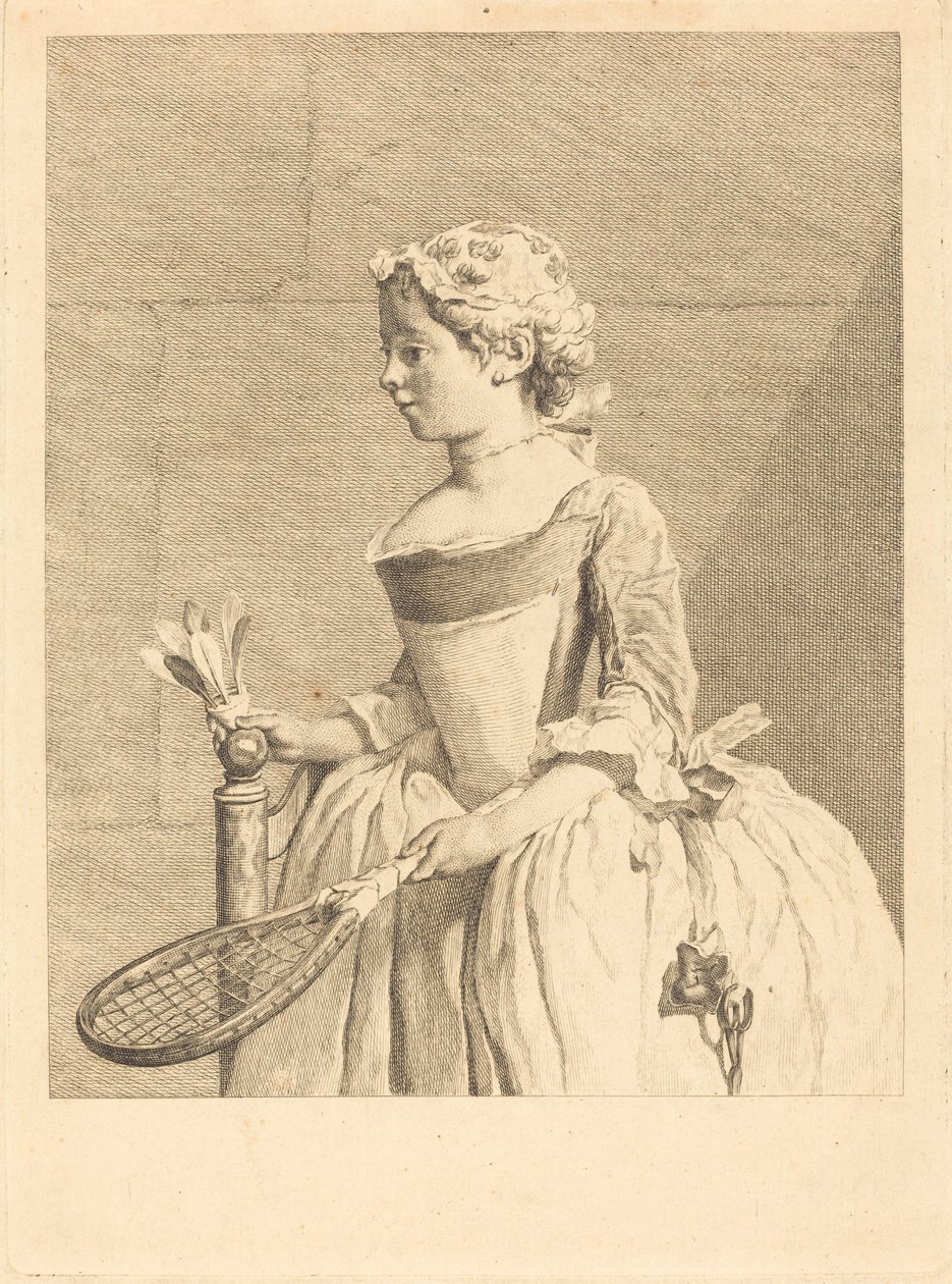 Junges Mädchen am Steuer (Junges Mädchen an der Raguette) von Bernard Lépicié after Jean Siméon Chardin