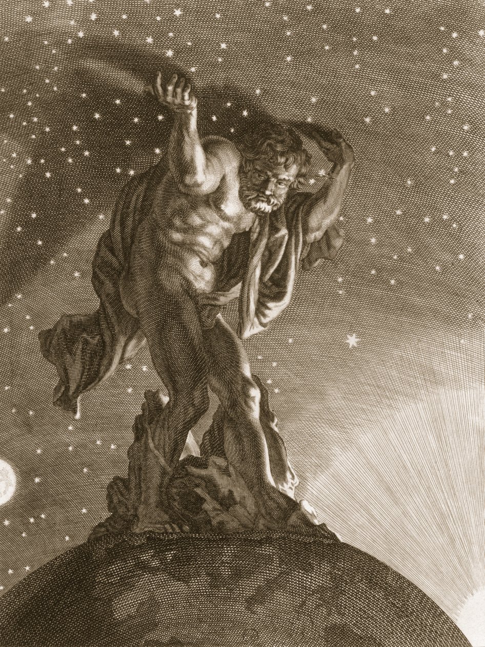 Atlas trägt den Himmel auf seinen Schultern, 1731 von Bernard Picart
