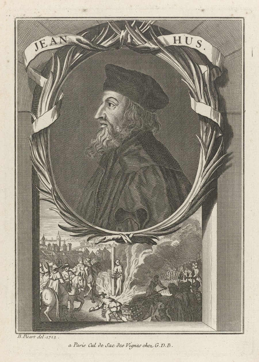 Porträt von John Hus, ca. 1720 von Bernard Picart
