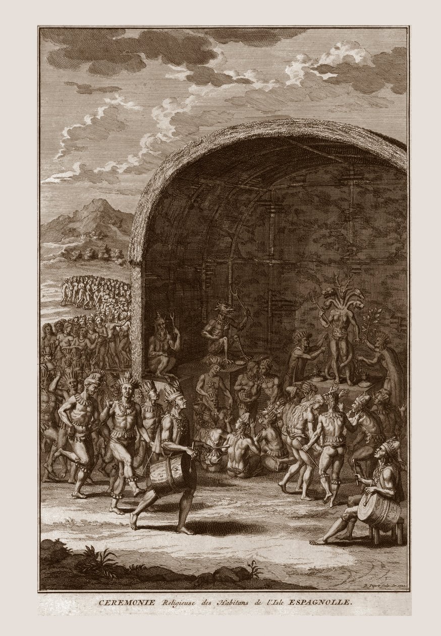 Religiöse Zeremonie der Bewohner der Insel Hispaniola, ca. 1721 von Bernard Picart
