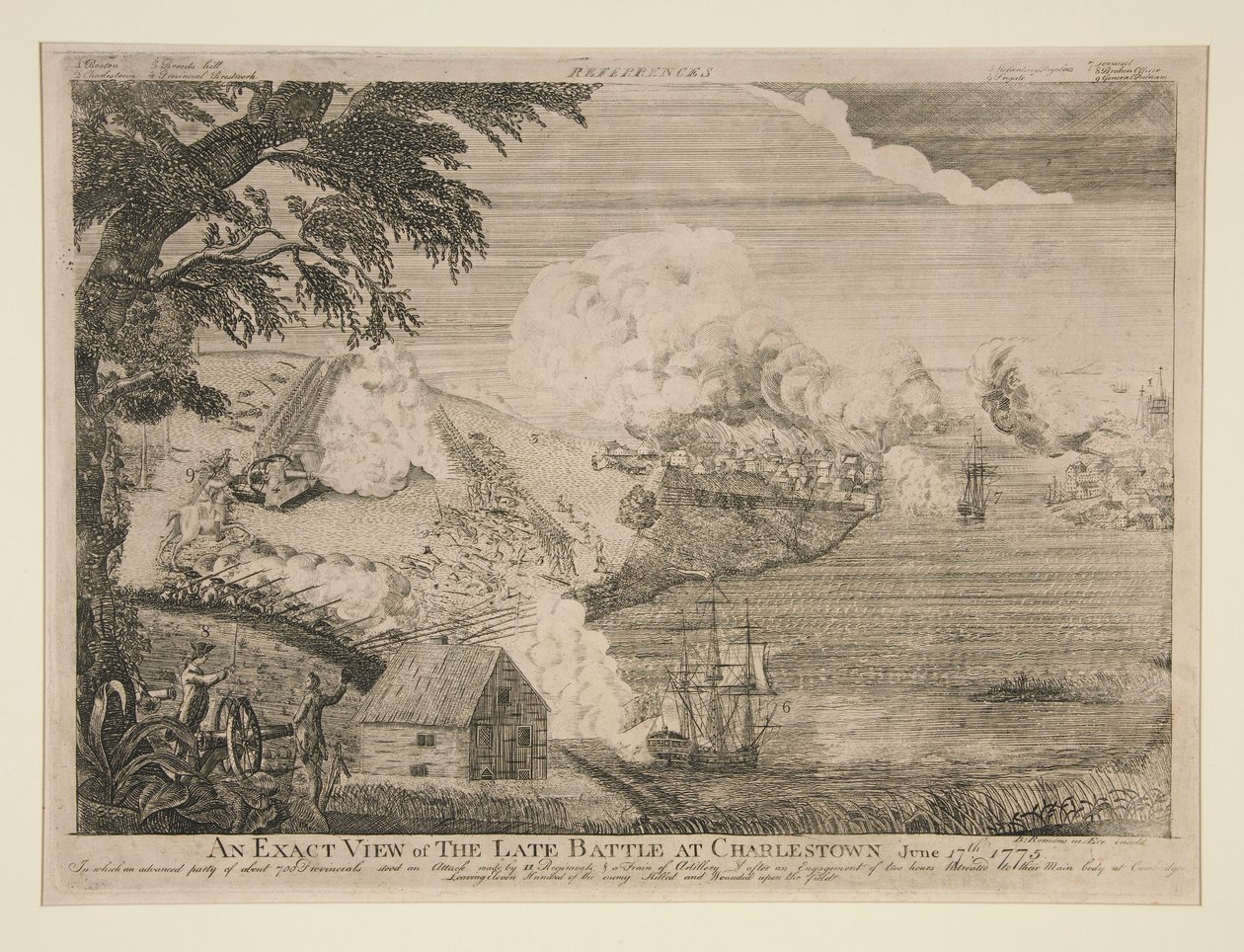Eine genaue Ansicht der letzten Schlacht bei Charlestown (Bunker Hill) von Bernard Romans