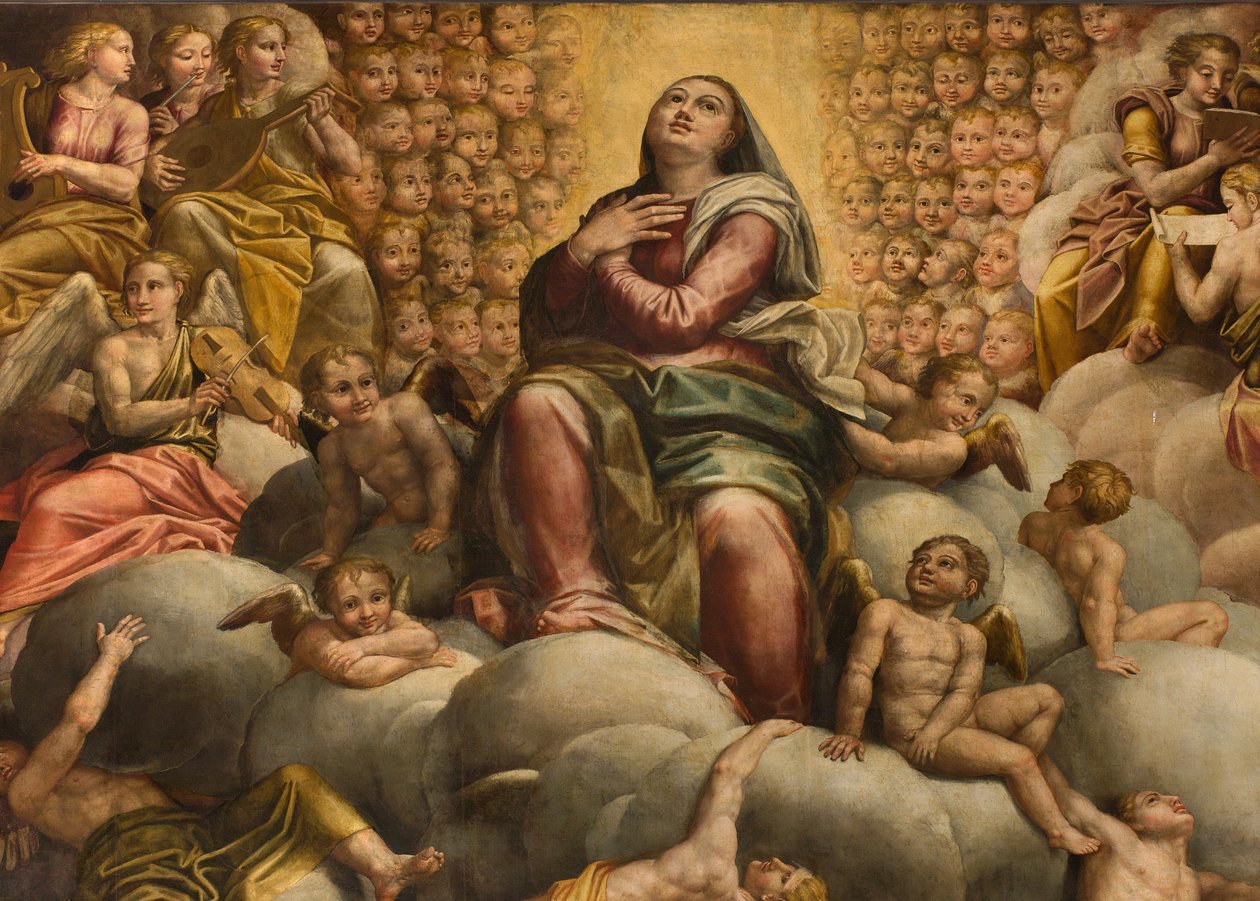 Apsis, Altarbild von Bernardino Gatti genannt Il Sojaro, vollendet von Giovanni Battista Trotti genannt Il Malosso, Himmelfahrt der Jungfrau Maria von Bernardino Gatti