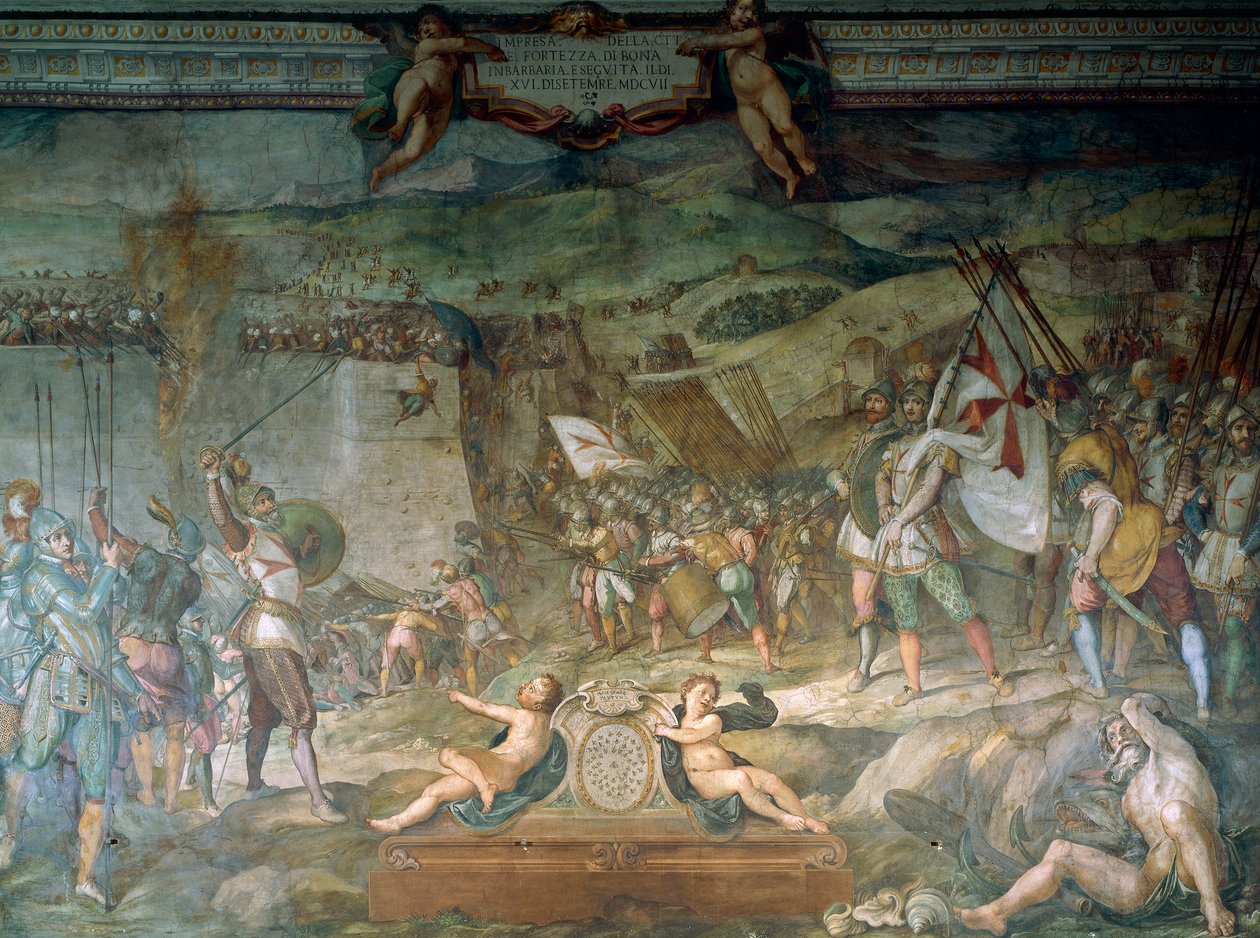Schlacht von Bona zwischen Genuesen und Türken, 16. September von Bernardino Barbatelli Poccetti