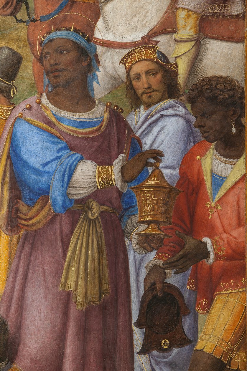 Detail der Anbetung der Heiligen Drei Könige, Presbyterium oder Hauptkapelle von Bernardino Luini
