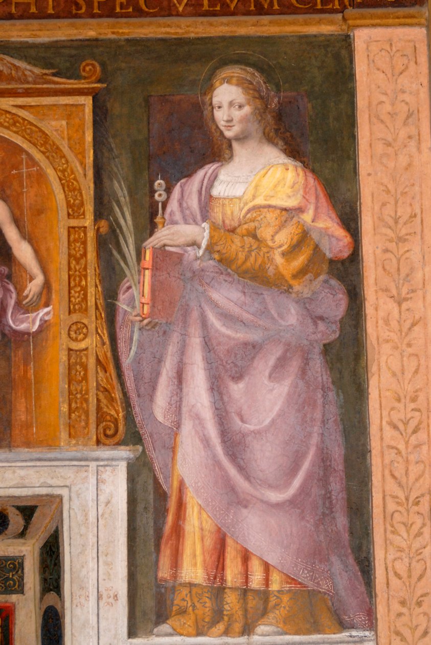 Heilige Lucia, Fresko von Bernardino Luini in der Kirche von Saint Maurice im Maggiore-Kloster, Mailand, Lombardei, Italien von Bernardino Luini