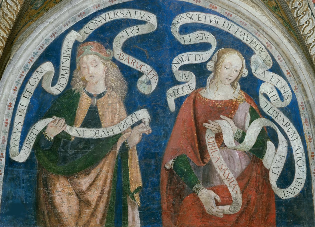 Der Prophet Baruch und die samische Sibylle, von Pinturicchio, Bernardino, Werkstatt (1454-1513). Fresko von Bernardino di Betto (workshop of) Pinturicchio