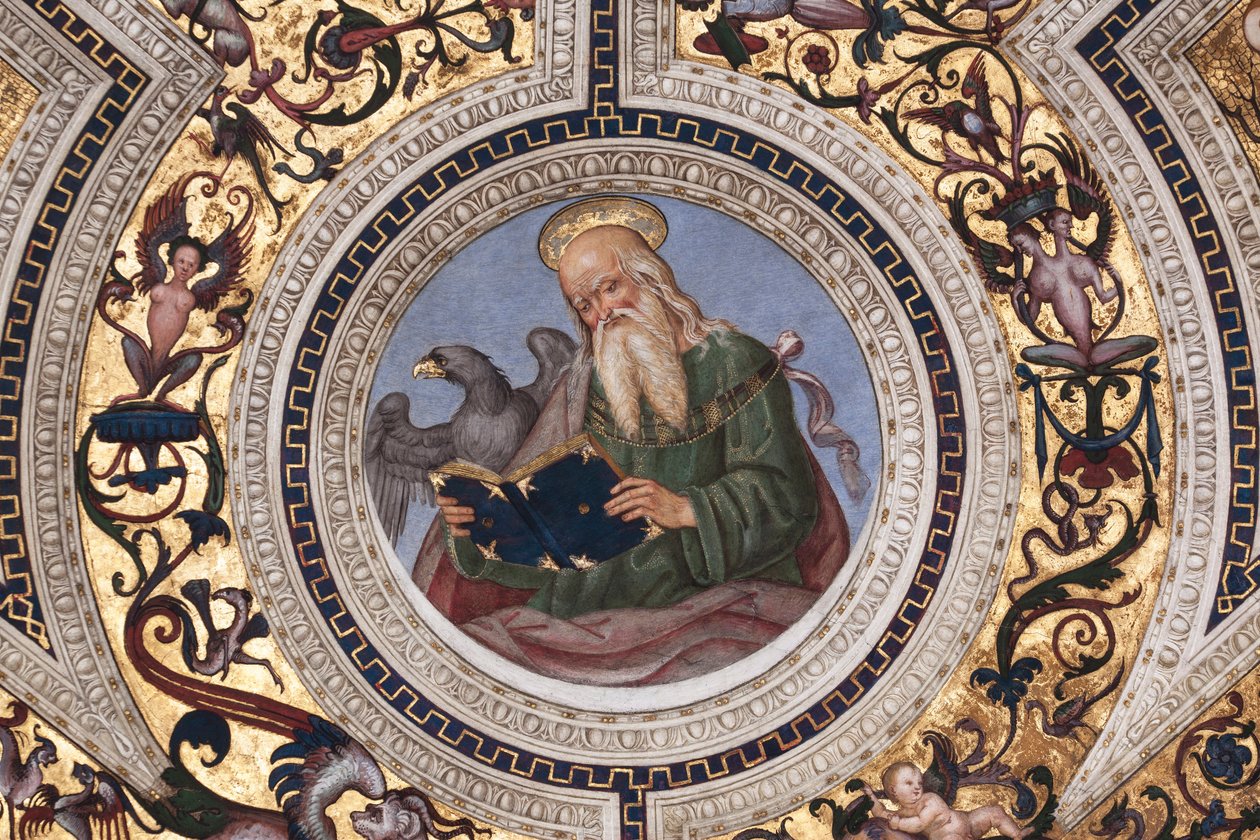 St. Johannes der Evangelist, Detail der vier Evangelisten (Fresko) von Bernardino di Betto Pinturicchio