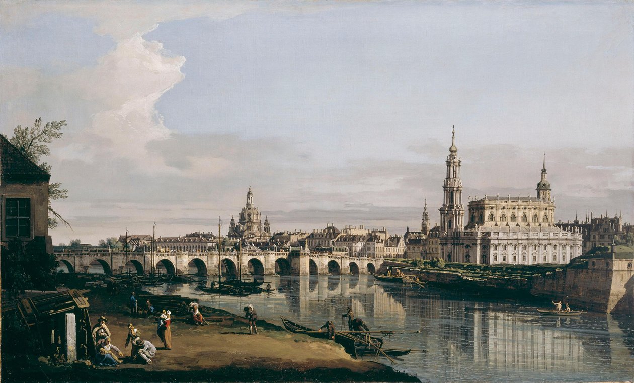 Dresden vom rechten Elbufer, unterhalb der Augustusbrücke von Bernardo Bellotto