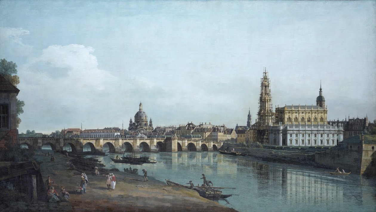 Dresden vom rechten Elbufer aus gesehen, unterhalb der Augustusbrücke von Bernardo Bellotto