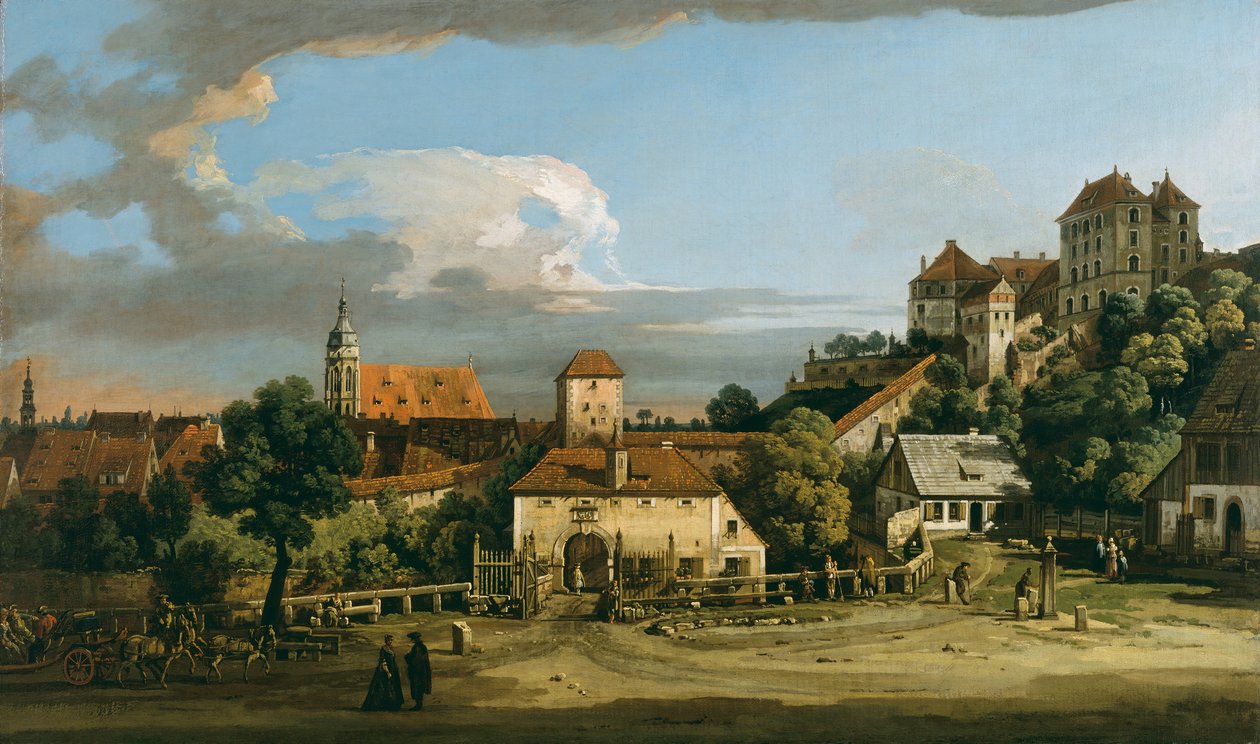 Pirna: Das Obertor von Süden, Mitte der 1750er Jahre von Bernardo Bellotto