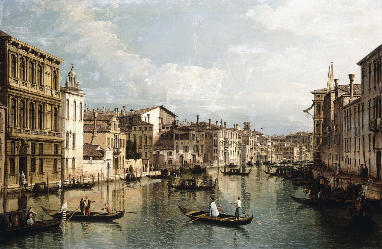 Der Canal Grande, Venedig, Blick nach Osten vom Palazzo Flangini zum Palazzo Venramin Calergi, ca. 1742 von Bernardo Bellotto