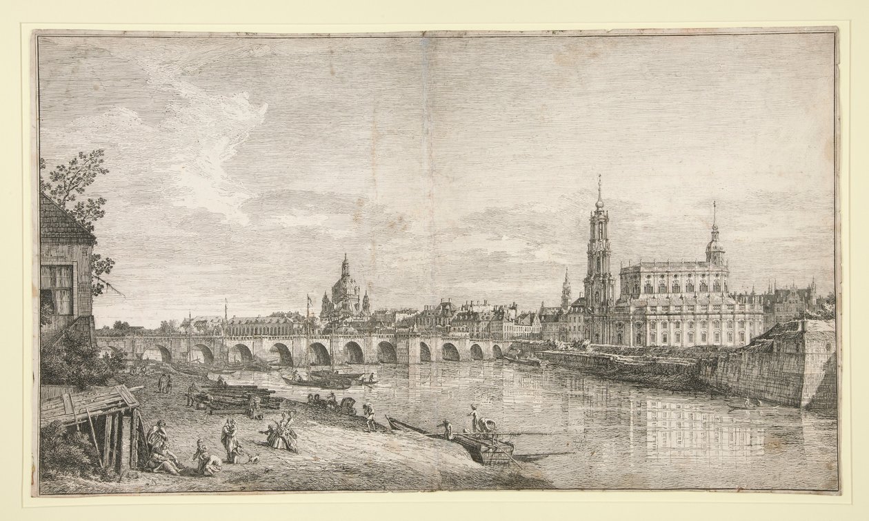 Ansicht der Brücke in Dresden über die Elbe von Bernardo Bellotto