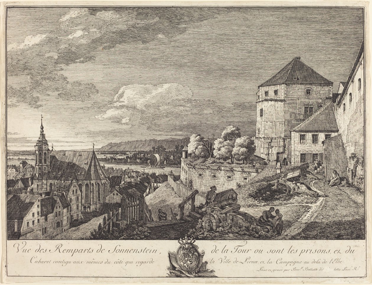 Ansicht der Festungsmauern von Sonnenstein von Bernardo Bellotto