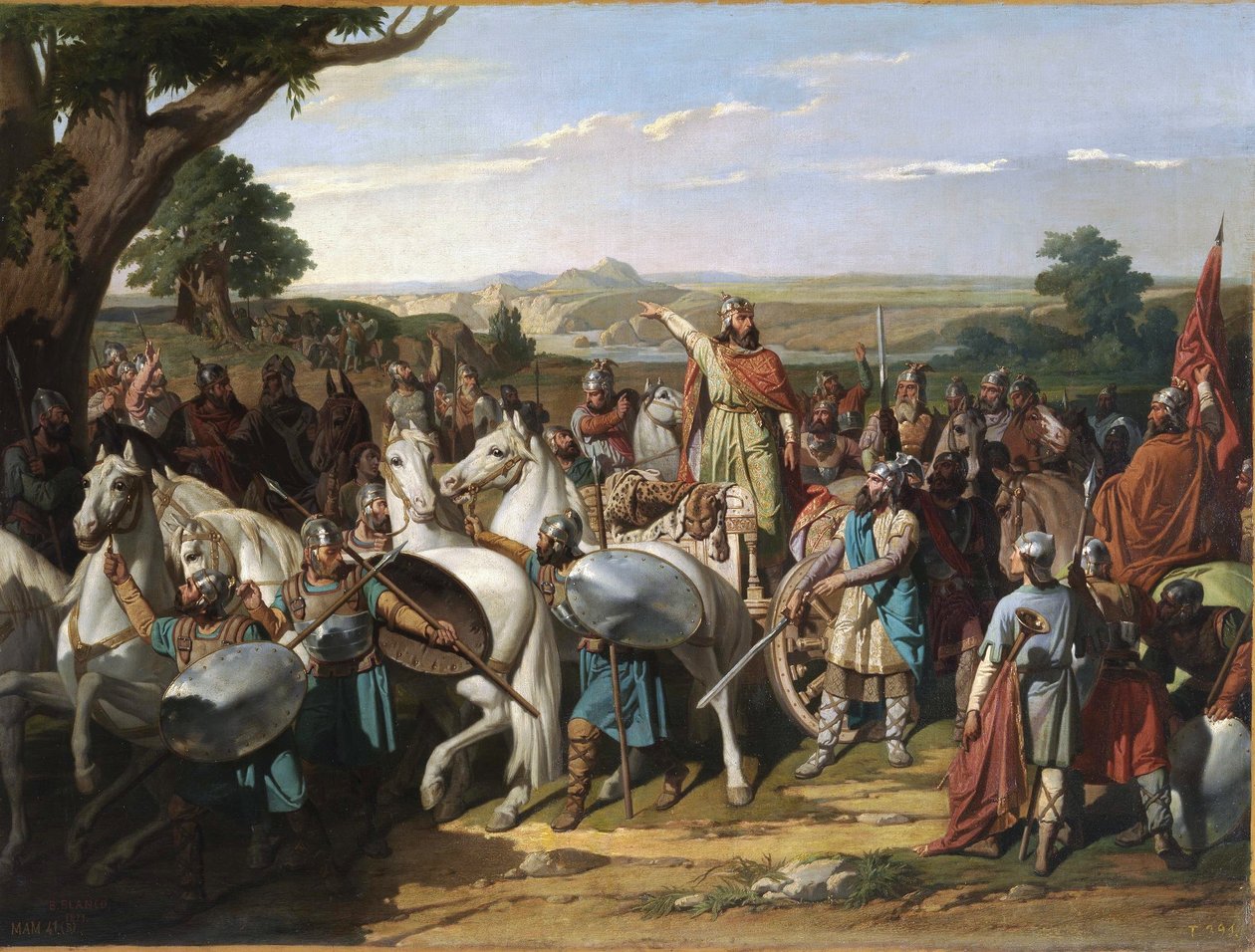 El rey Don Rodrigo arengando a sus tropas en la batalla de Guadalete von Bernardo Blanco y Pérez
