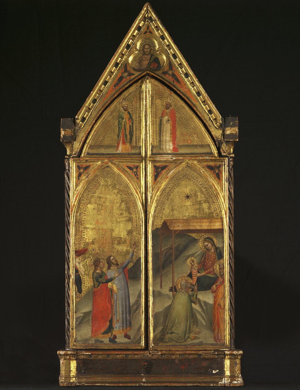 Triptychon - Die Jungfrau und das Kind auf dem Thron mit Heiligen, 1338 von Bernardo Daddi