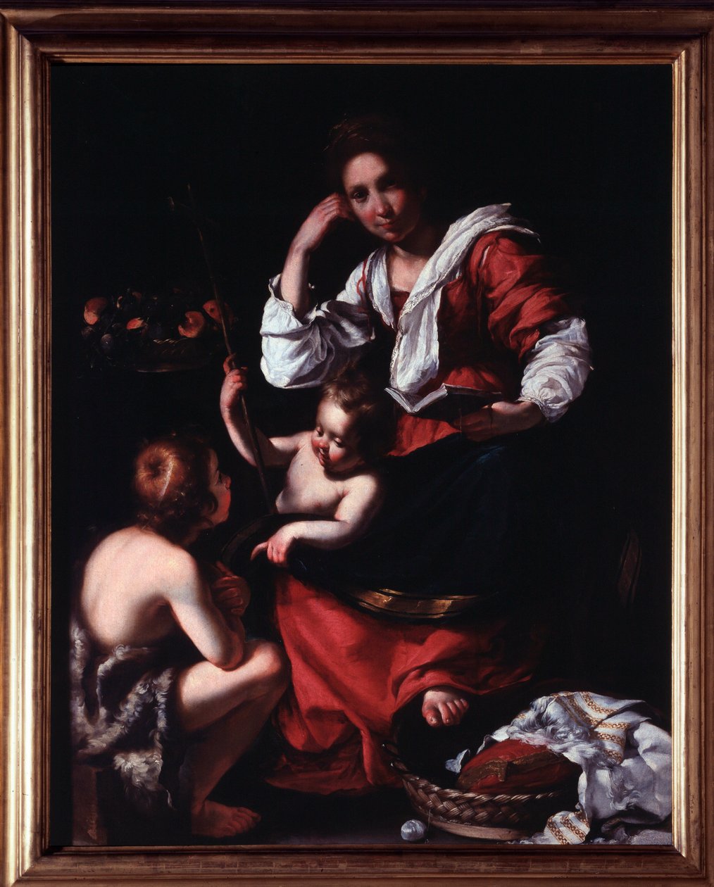 Darstellung der Heiligen Familie mit dem Heiligen Johannes dem Täufer (Die Heilige Familie mit dem Heiligen Johannes dem Täufer) von Bernardo Strozzi