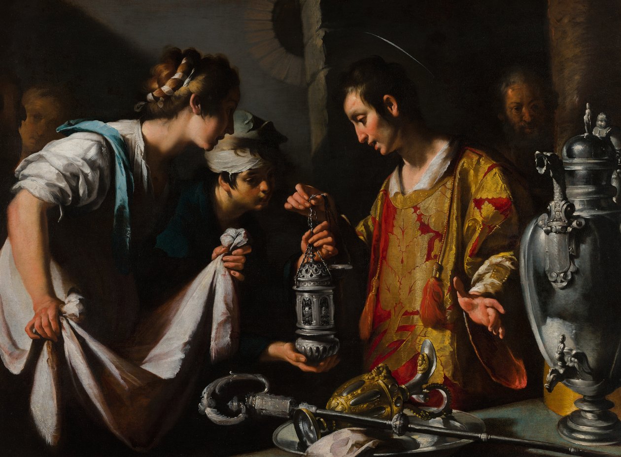 Der heilige Laurentius verteilt die Reichtümer der Kirche von Bernardo Strozzi