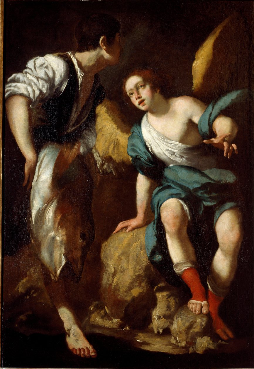 Der junge Tobias und der Erzengel Raphael (Tobias und der Engel) von Bernardo Strozzi