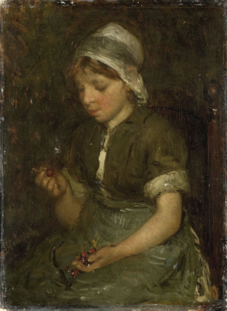 Mädchen mit Kirschen von Bernardus Johannes Blommers or Bloomers
