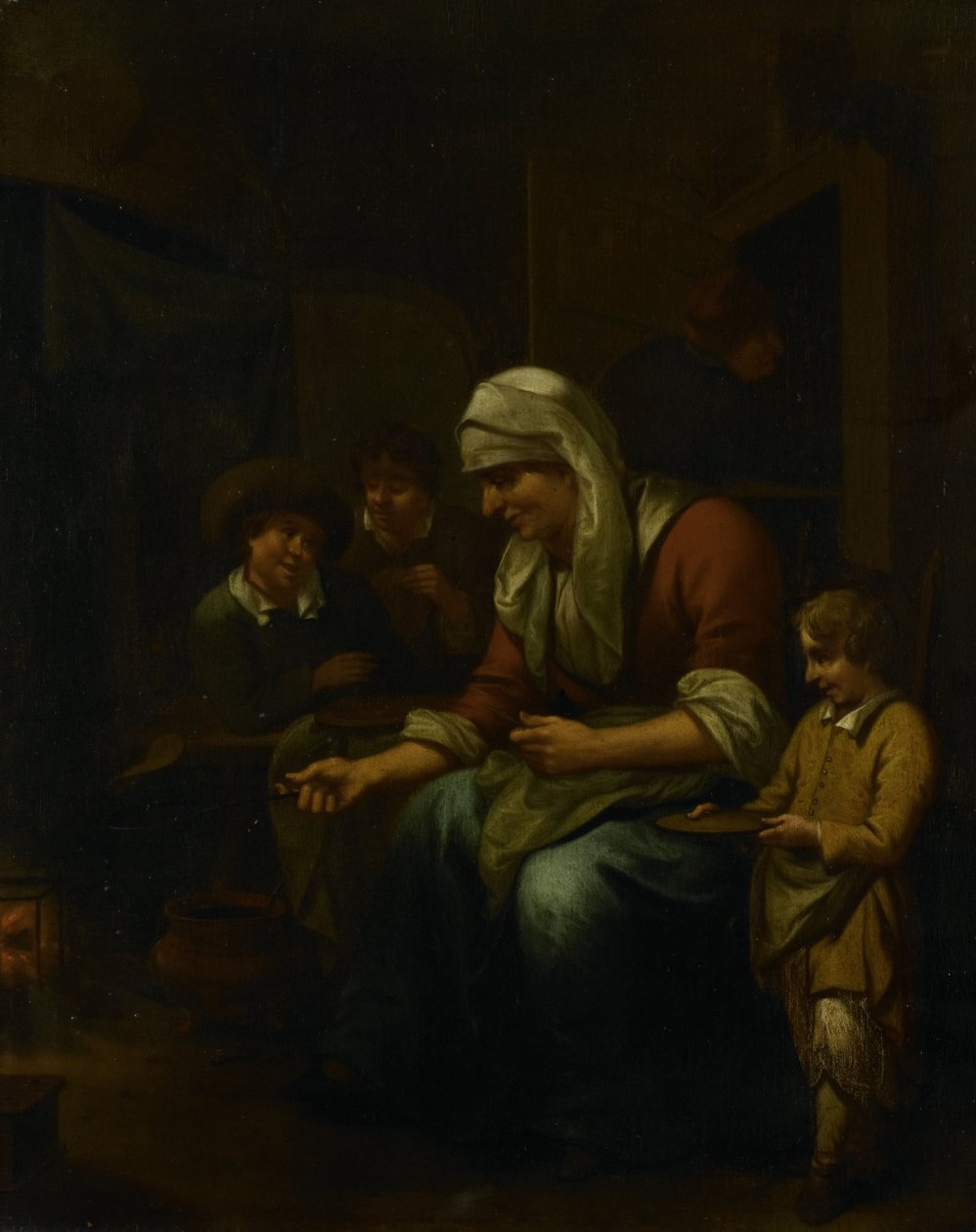 Frau beim Pfannkuchenmachen von Bernardus van Schijndel