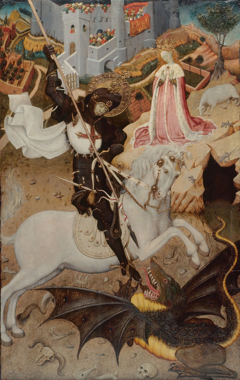 Heiliger Georg tötet den Drachen, 1434-1435 von Bernat Martorell the Elder
