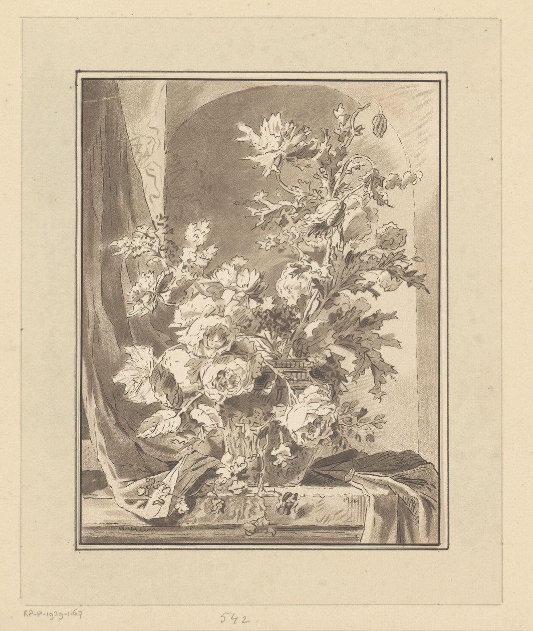 Vase mit Blumen vor einer Nische von Bernhard Schreuder